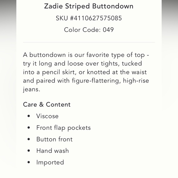 Anthropologie Maeve Blue Sadie Striped Button-Up Top Small Petite - Picture 10 of 10